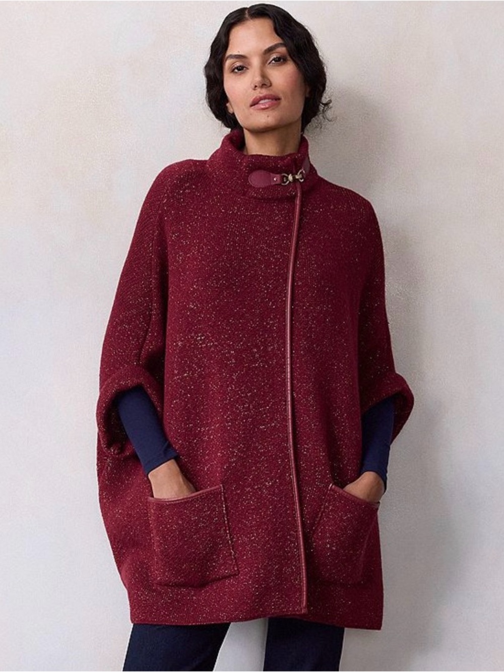 NEW…LC Lauren Conrad Speckled Knit Cape Sweater